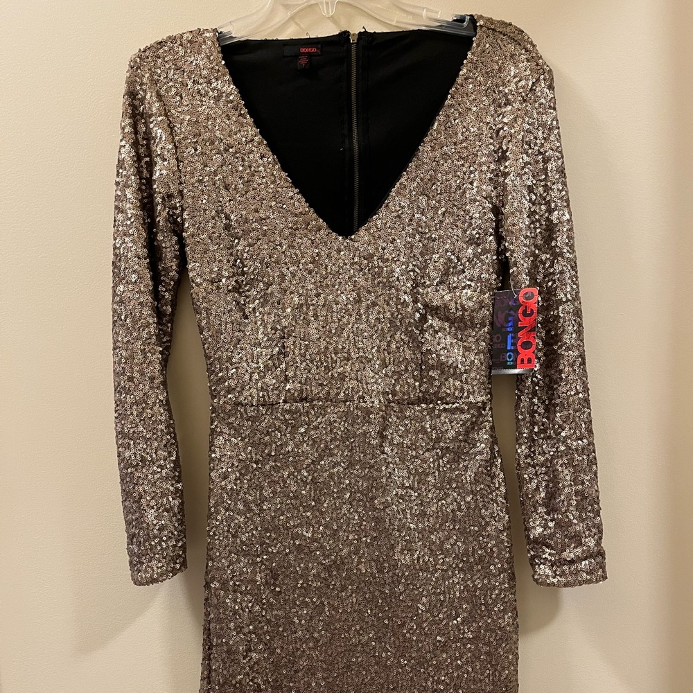 Glitter long sleeve body-con dress